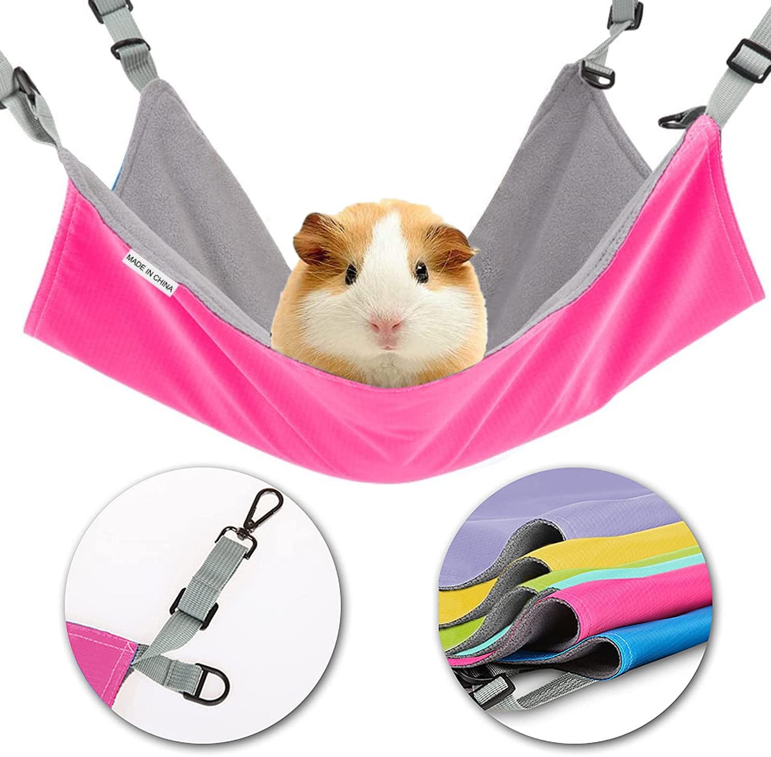 Homeya Small Animal Hanging Hammock Bed - Cozy Guinea Pig Cage Accessory for Ferret, Cat, Rat, Chinchilla, Hamster, Rabbit - Perfect for Playtime & Nap Time (Guinea Pig Size)