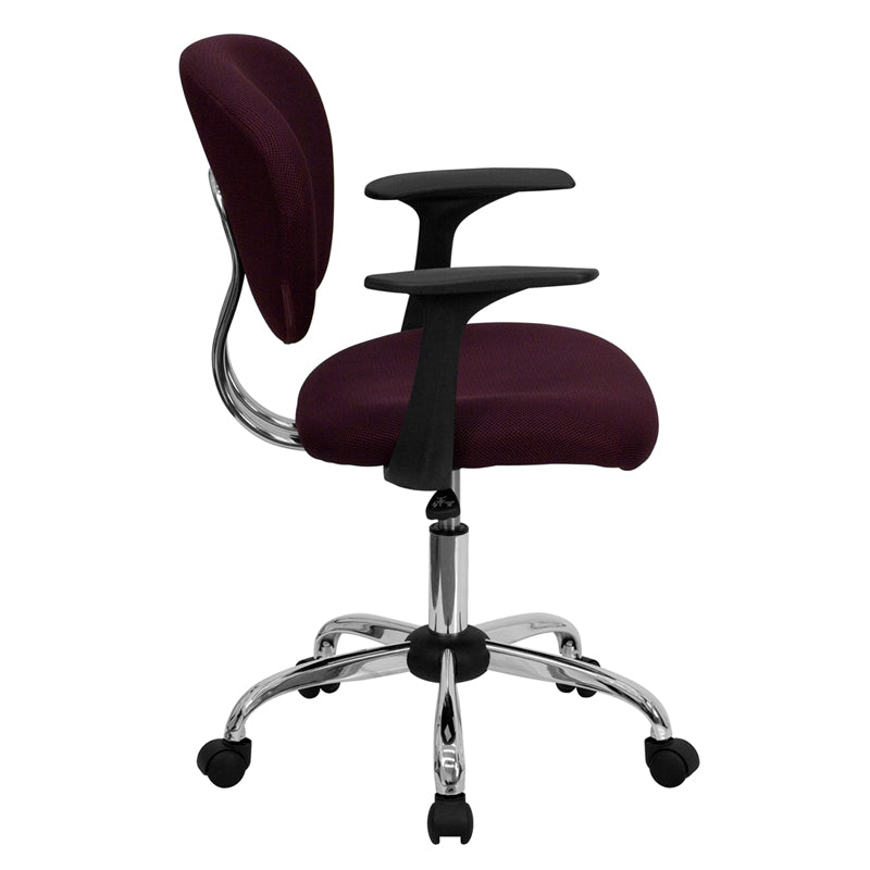 FLASH Beverly Mid Back Black Mesh Office Chair with Padded Seat, Swivel & Adjustable Height, Chrome Base & Arms - Ergonomic Desk Chair for Home & Office Workspace
