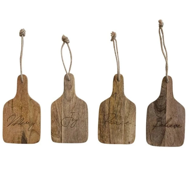 Handcrafted Etched Mango Wood Holiday Serving Board Set - Perfect for Cheese, Charcuterie & Entertaining - Christmas, Thanksgiving & Party Platter Gift Idea