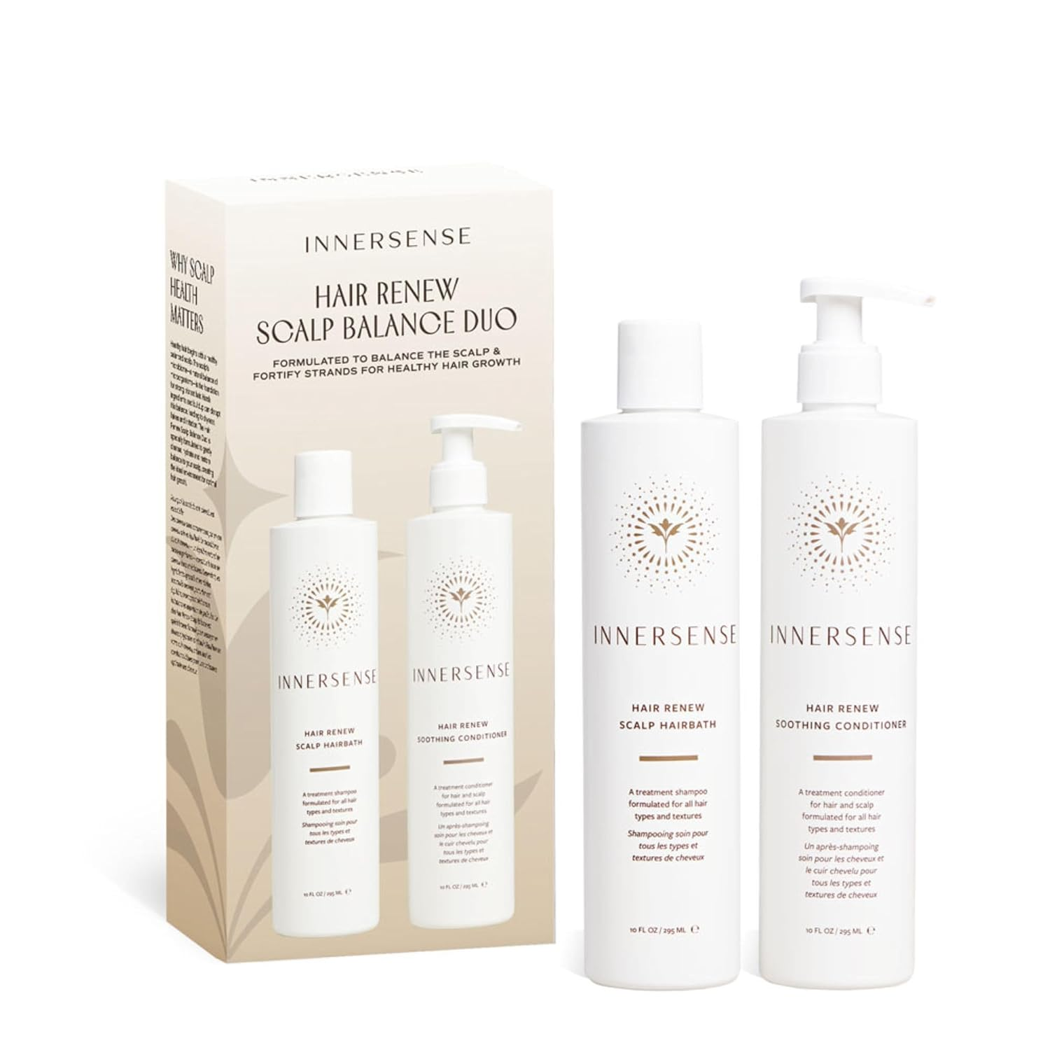 INNERSENSE Organic Beauty Hair Renew Scalp Balance Duo - Organic Shampoo & Conditioner Set for Dry Scalp & Hair Repair - Perfect for Daily Hair Care & Scalp Hydration
