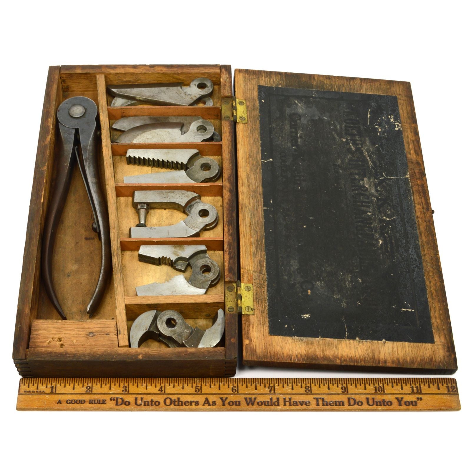 Antique CURRIER & KOETH'S KOMBINATION KIT (KKK) Oak Wood Tool Box - Vintage Interchangeable Multi-Tool Set for Woodworking, DIY Projects & Home Repair