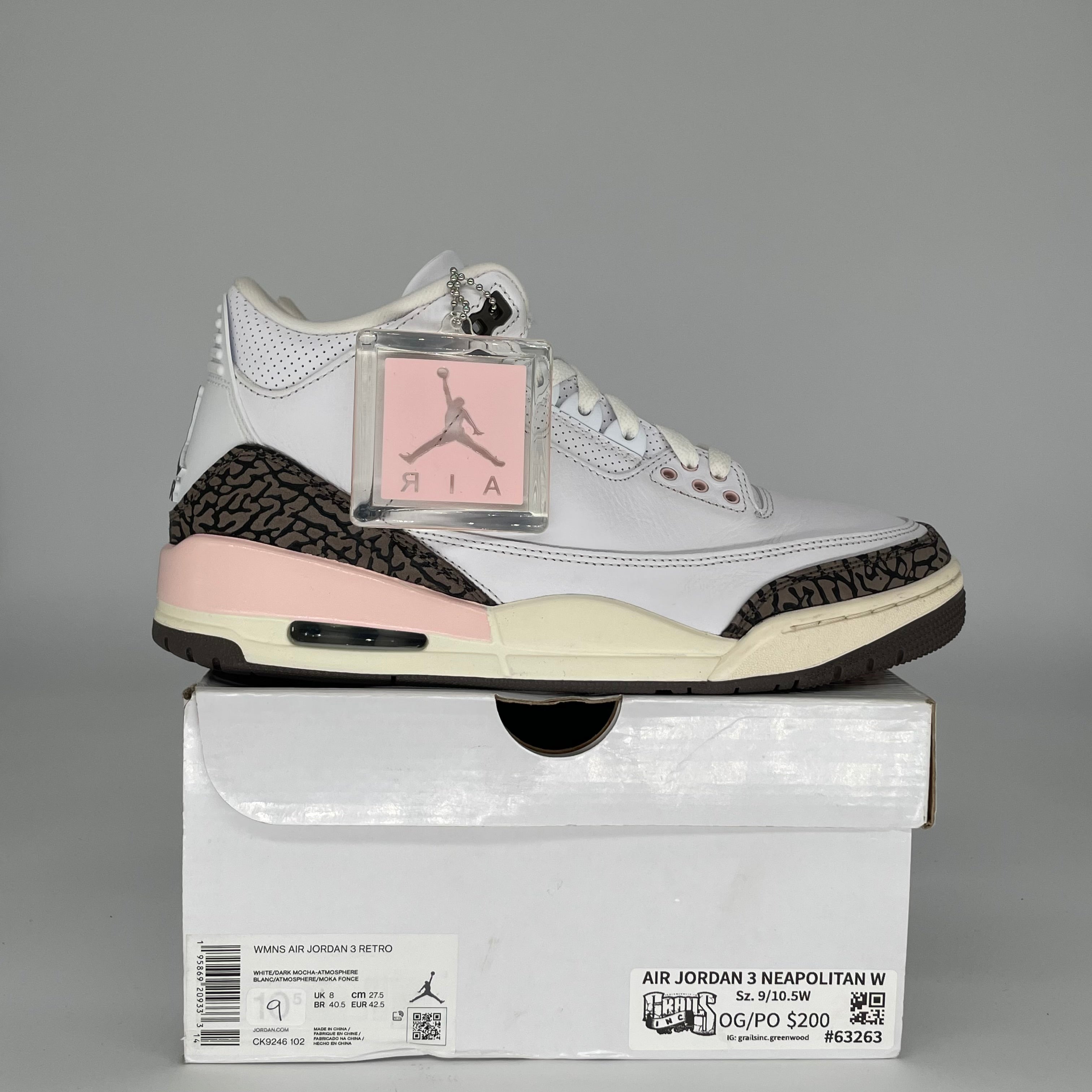 AIR JORDAN 3 NEAPOLITAN Women's Sneakers Size 9/10.5W - Style CK9246-102 | Retro Basketball Shoes for Women, Casual Wear & Street Fashion
