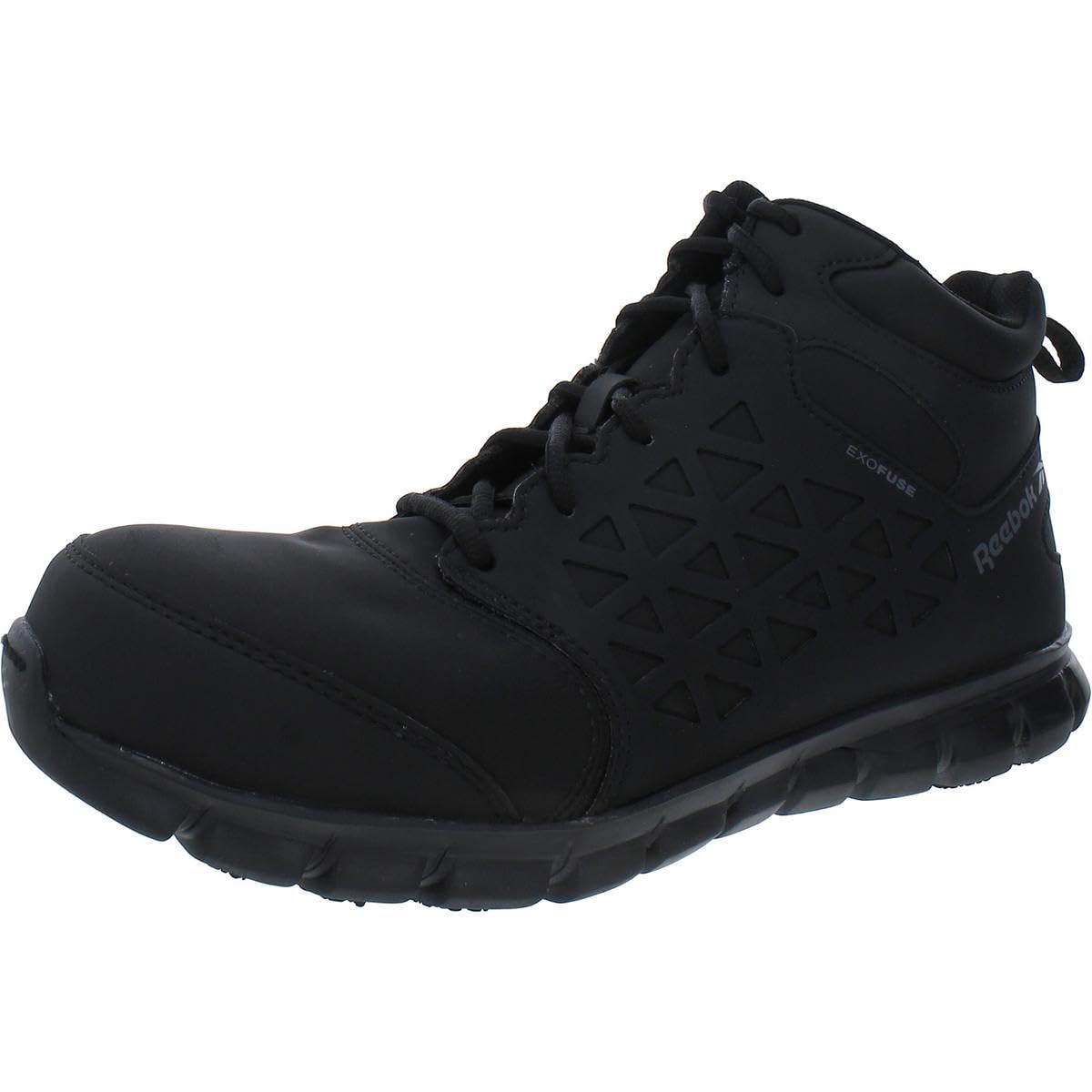 Reebok Men's Sublite Cushion Work Safety Shoes - Black Athletic Mid Cut Sneakers for Construction, Warehouse & Casual Wear