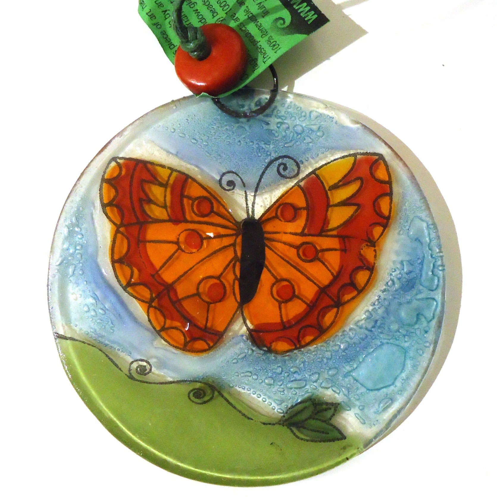 Orange Butterfly Suncatcher - Handmade Glass Window Decor for Home & Garden - Perfect for Bedroom, Living Room, Nursery & Outdoor Spaces