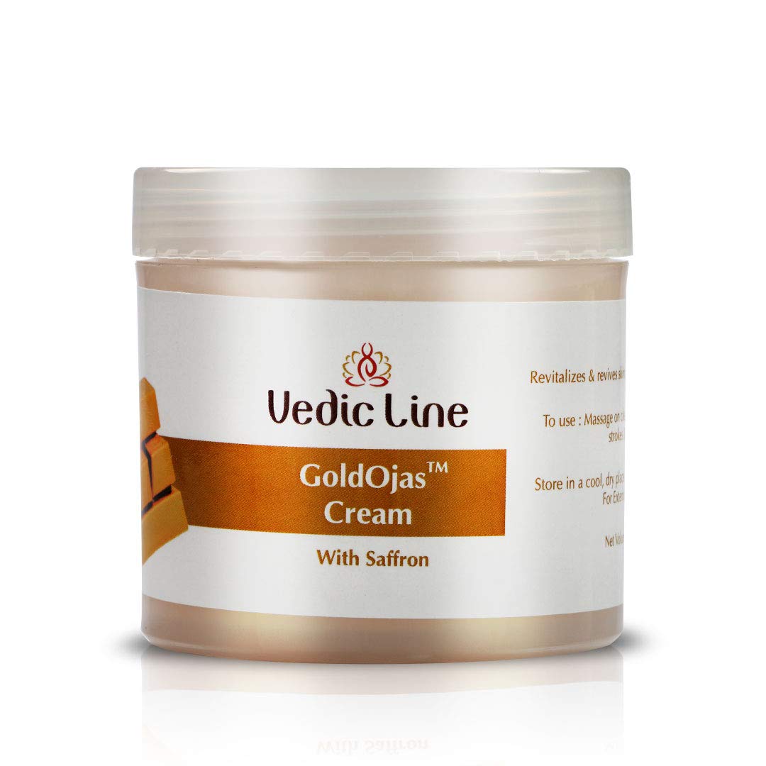 Vedicline Gold Ojus Anti-Aging Massage Cream with Almond Oil & Olive Oil - Reduces Wrinkles, Improves Skin Elasticity & Smoothness with 24K Gold Dust - 100ml Luxury Face & Body Cream for Spa Nights & Self-Care Routines
