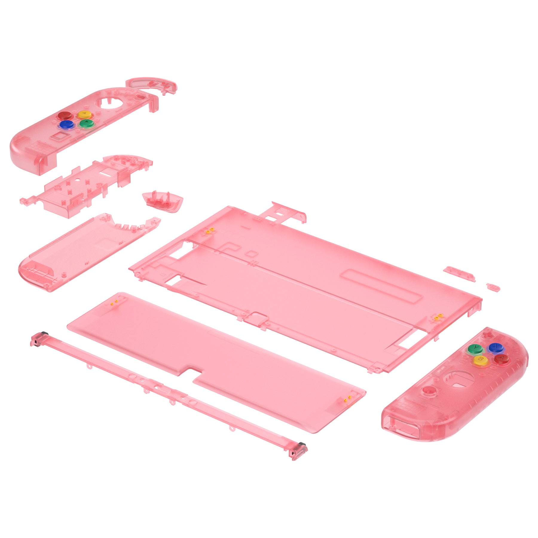 eXtremeRate Cherry Pink Full Shell Replacement Kit for Nintendo Switch OLED - DIY Back Plate, Kickstand & Joycon Controller Housing with Colorful Buttons | Perfect for Gaming Enthusiasts & Custom Console Modding
