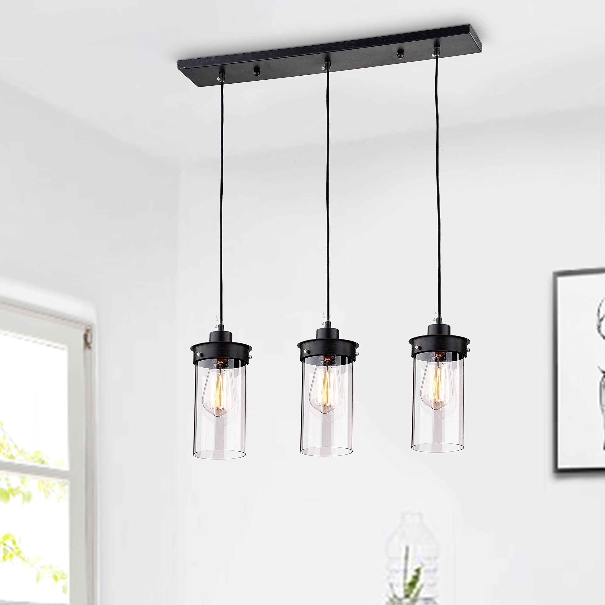 Eden 3-Light Kitchen Island Pendant Light - Modern Farmhouse Lighting Fixture for Dining Room & Kitchen Counter - Zhu Yuan Lighting Co.