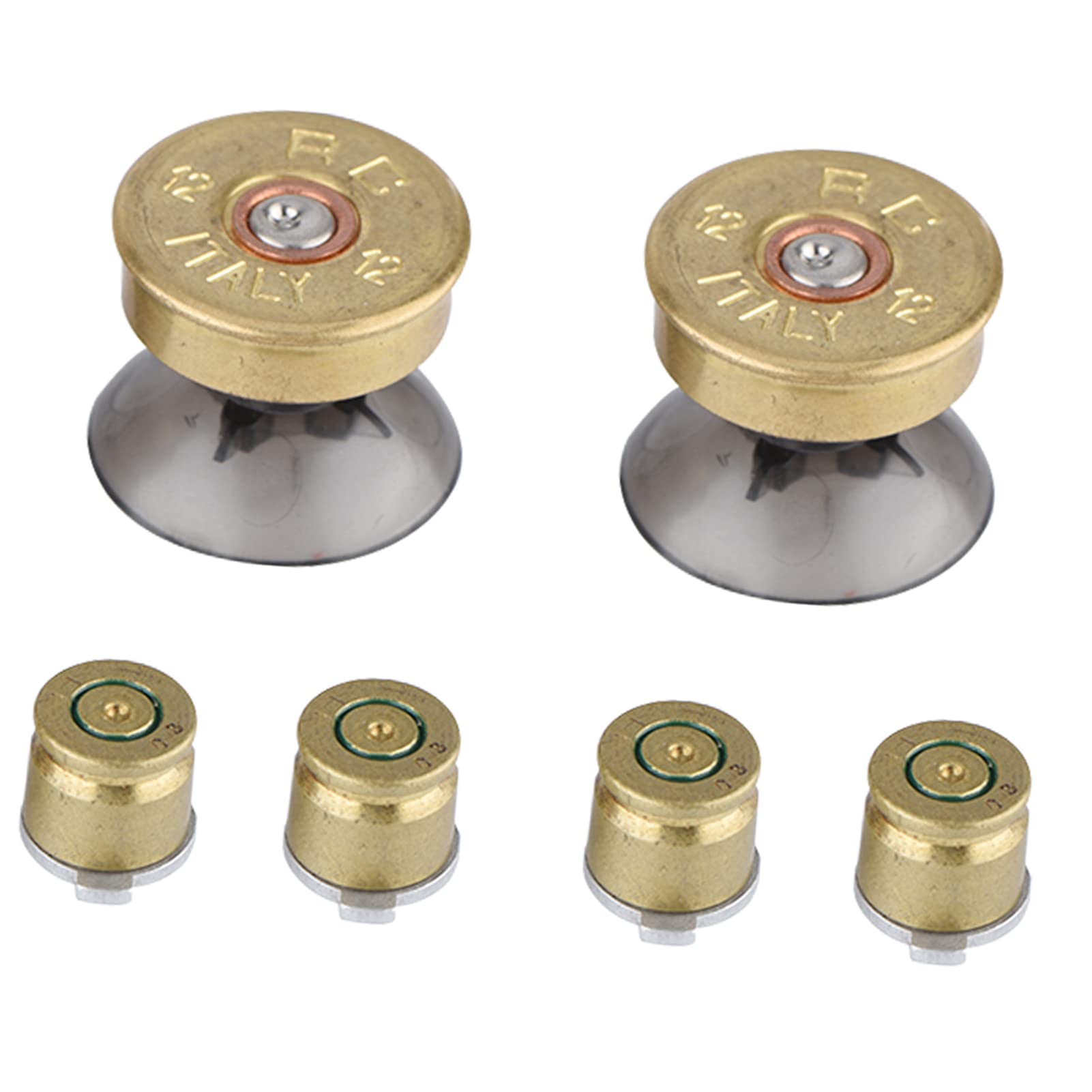 ASHATA 6Pcs Gold Metal Buttons & Thumbstick Mod Kit for PS4 Controller - Premium Replacement Parts for Enhanced Gaming Performance (Perfect for FPS, Racing & Fighting Games)