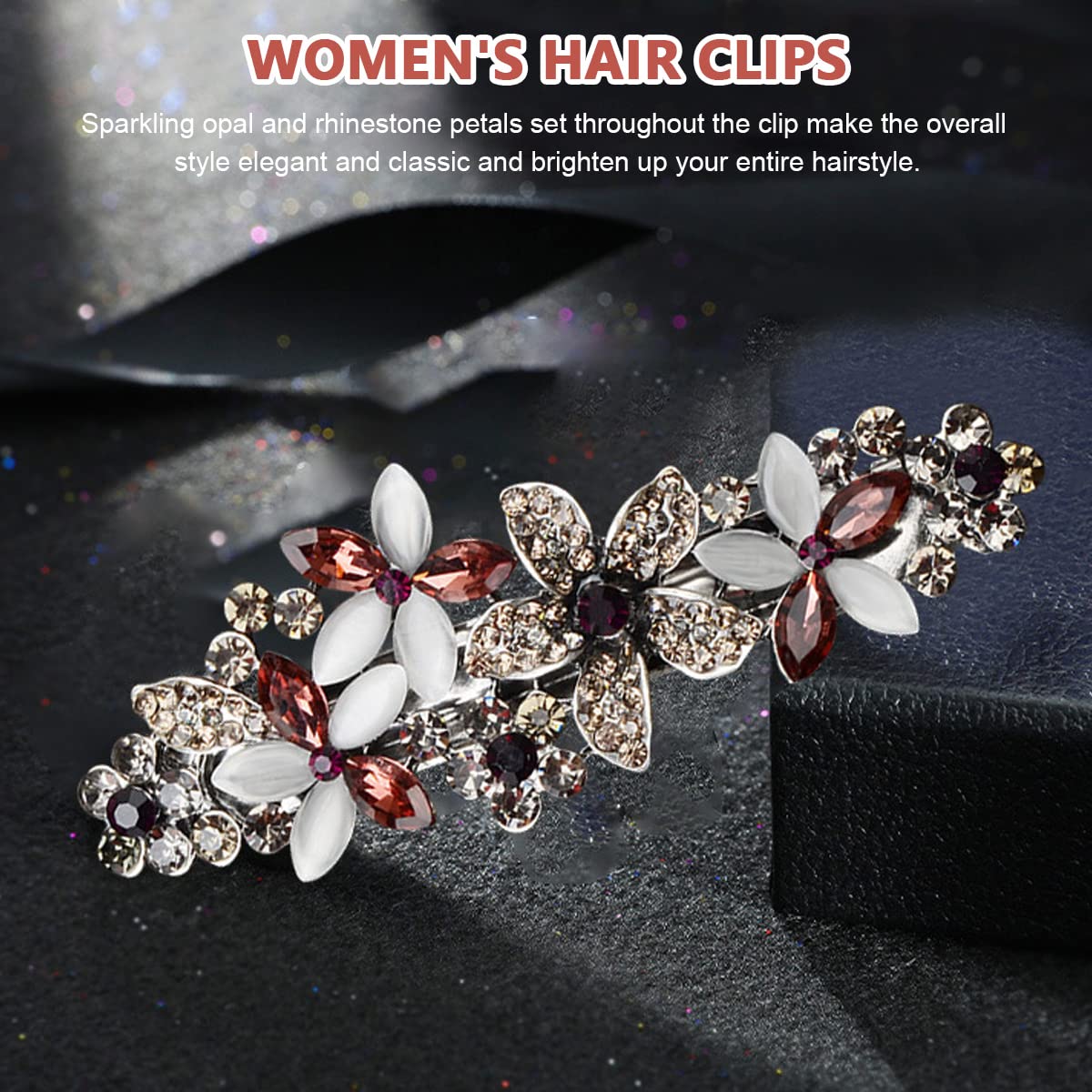 MAYCREATE Rhinestone Hair Clip for Women - Stylish Crystal Flower Hairpin, French Barrettes Hair Accessories for Women & Girls, Perfect Gift for Spring & Summer - Wedding, Party, Daily Wear