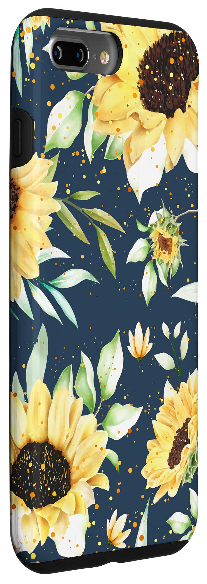iPhone 7 Plus/8 Plus Sunflower Phone Case - Modern Blue Paint Dots Design Protective Cover | Perfect for Autumn Season & Everyday Use