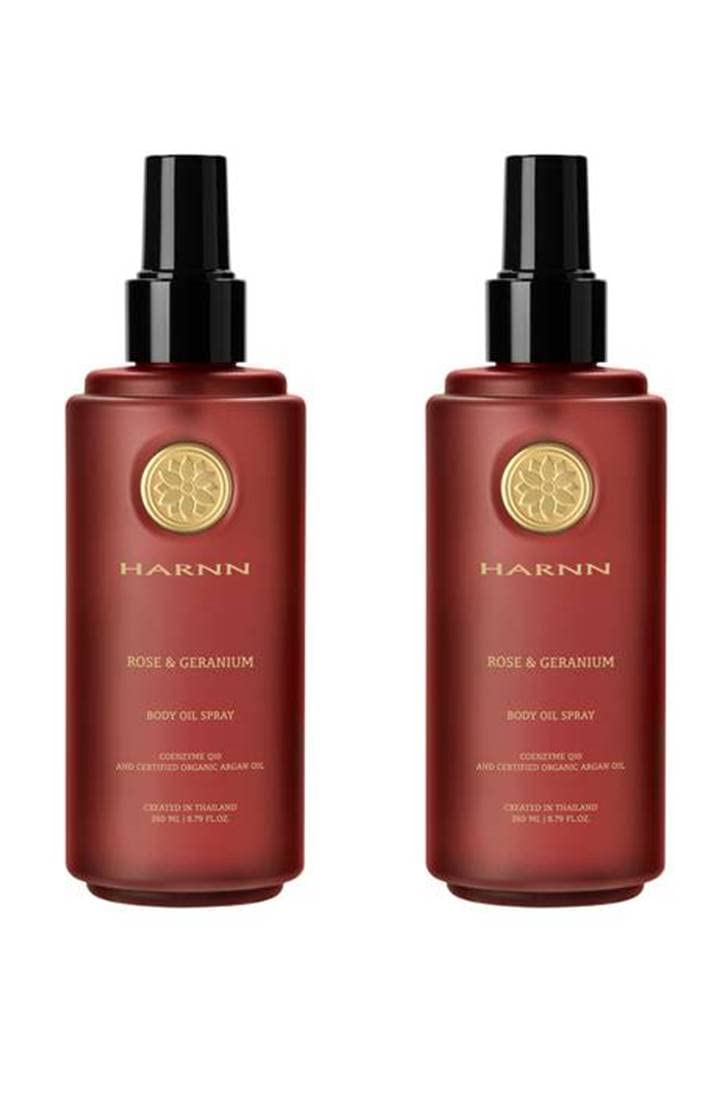 HARNN Rose & Geranium Body Oil Spray 8.79 Fl Oz (2 Pack) - Hydrating Moisturizer for Dry Skin, Aromatherapy Relaxation, Spa & Massage Essential Oil