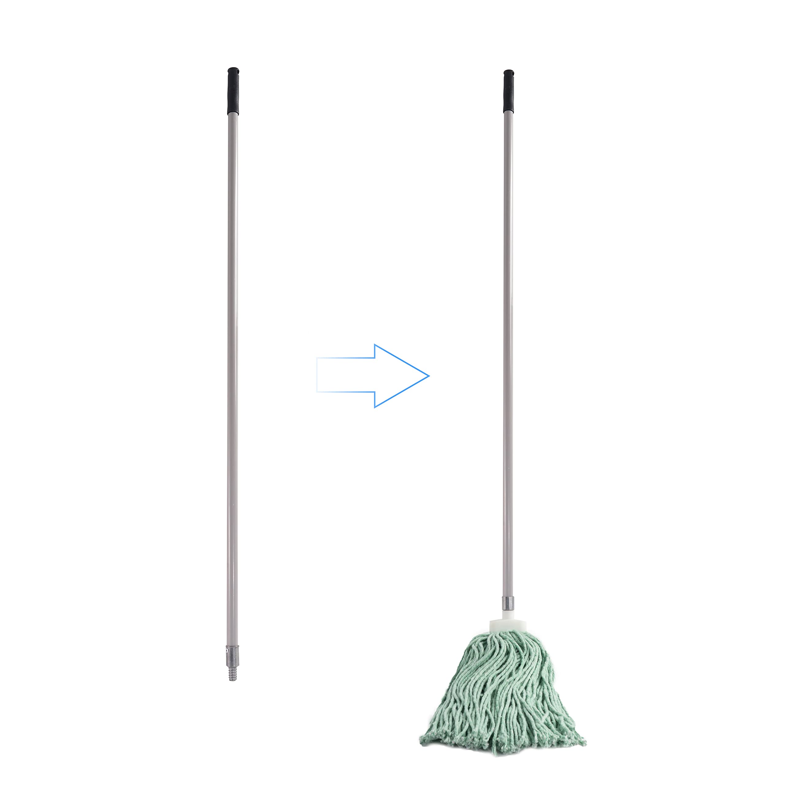 Heavy Duty Mop Handle 60inch with Metal Tip - 6 Pack for Commercial Floor Cleaning