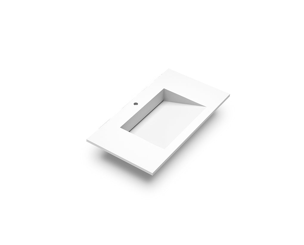 DAX Zen Matt White Solid Surface Single Bowl Kitchen Sink - Modern Farmhouse & Contemporary Bathroom Vanity Basin for Home Renovation