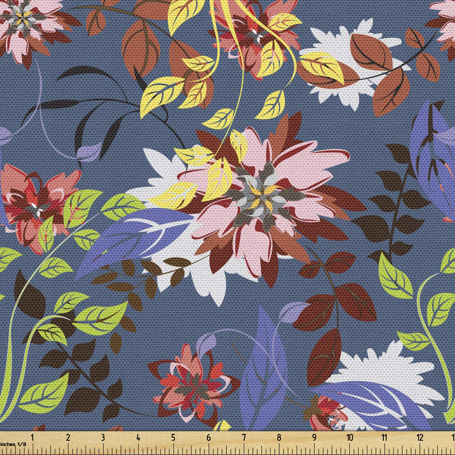 Ambesonne Floral Fabric by The Yard - Spring Bloom Branches with Leaves Botanical Print, Decorative Upholstery Fabric for Sofa, Curtains & Home Decor (10 Yards, Multicolor) | Perfect for DIY Projects, Pillow Covers & Table Runners
