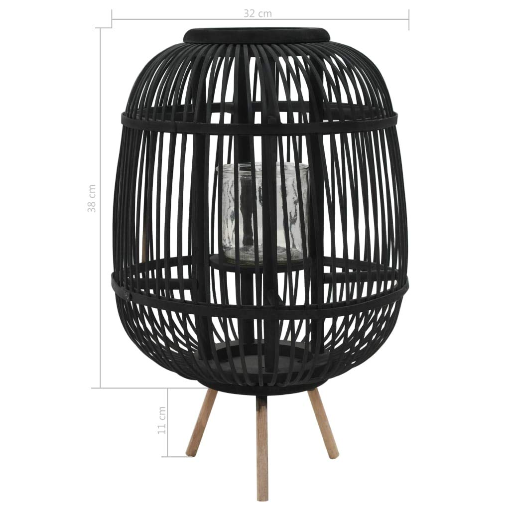 FAMIROSA Black Bamboo Freestanding Candle Lantern Holder - Outdoor Garden Decor, Patio Lighting, Wedding Centerpiece, Rustic Home Decoration