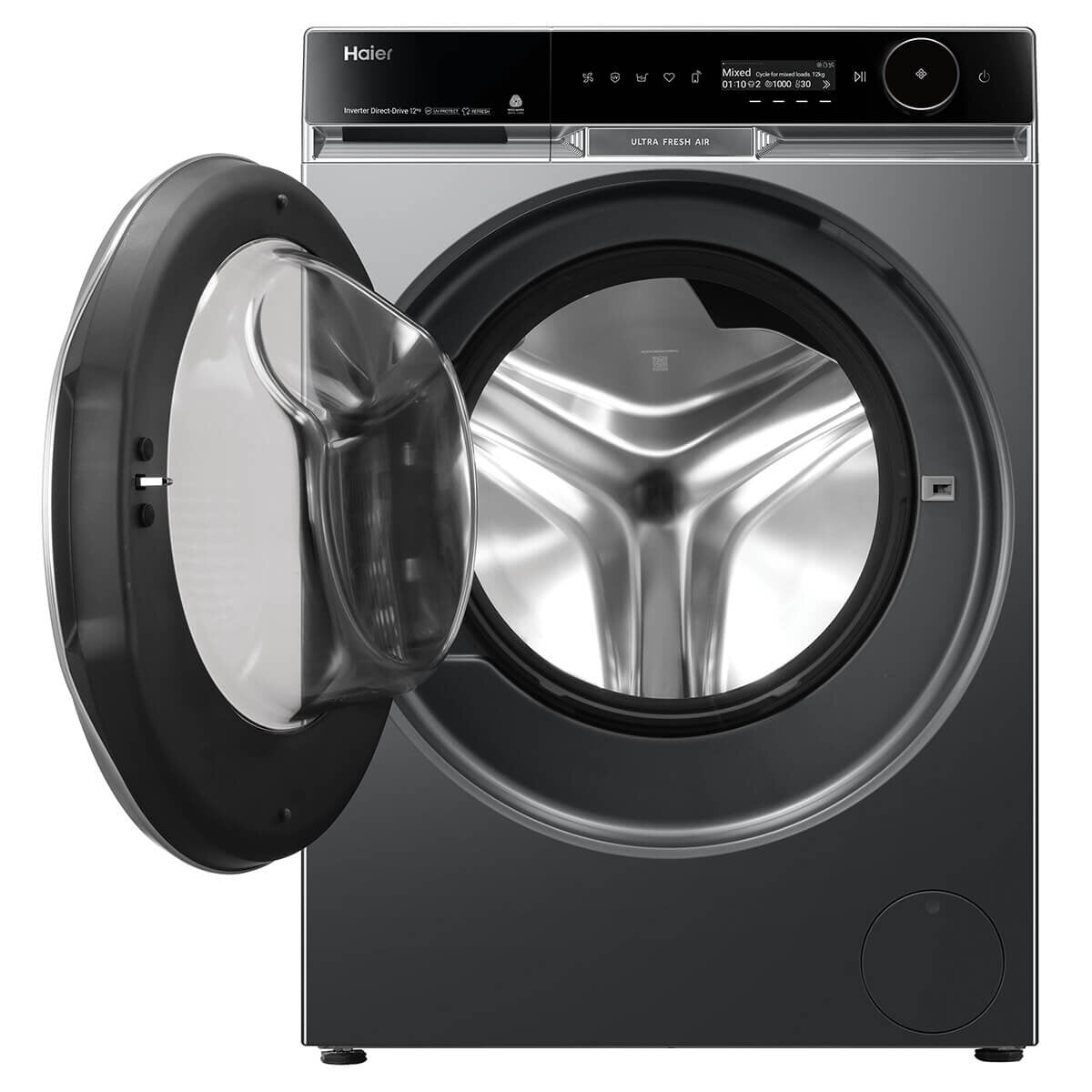 Haier 600 Series 12kg Front Load Washing Machine with UV Protection - Dark Gray (HWF12PXB1) - Perfect for Large Families & Energy-Efficient Laundry