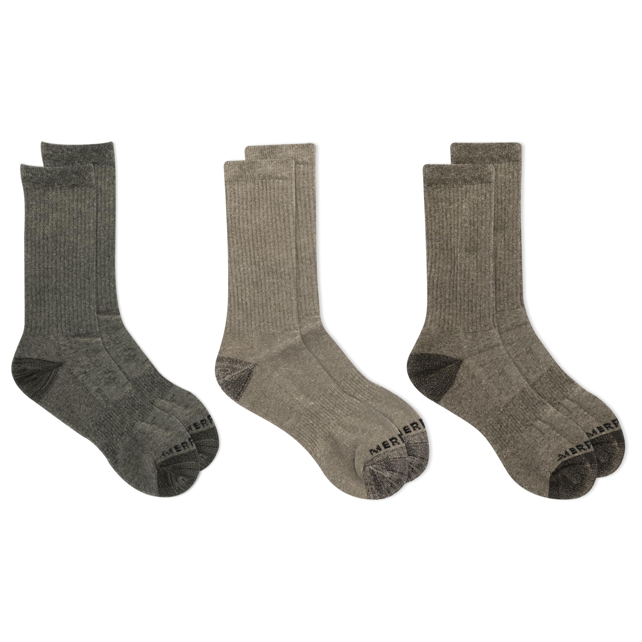 Merrell Men's 3 Pack Cushioned Performance Hiking Socks - Low Quarter Crew Socks for Hiking, Walking & Outdoor Activities - Moisture Wicking & Arch Support for All-Day Comfort