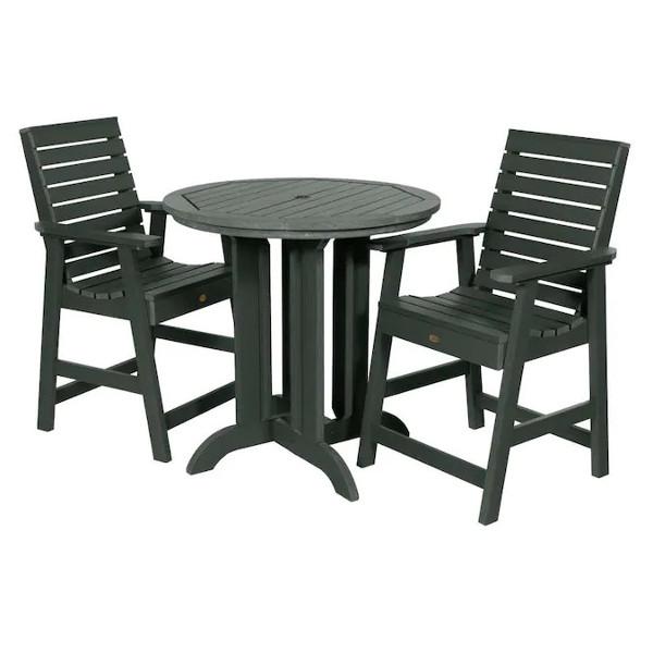 Weather-Resistant 3-Piece Round Counter Height Outdoor Dining Set - Perfect for Patio, Deck, and Backyard Gatherings