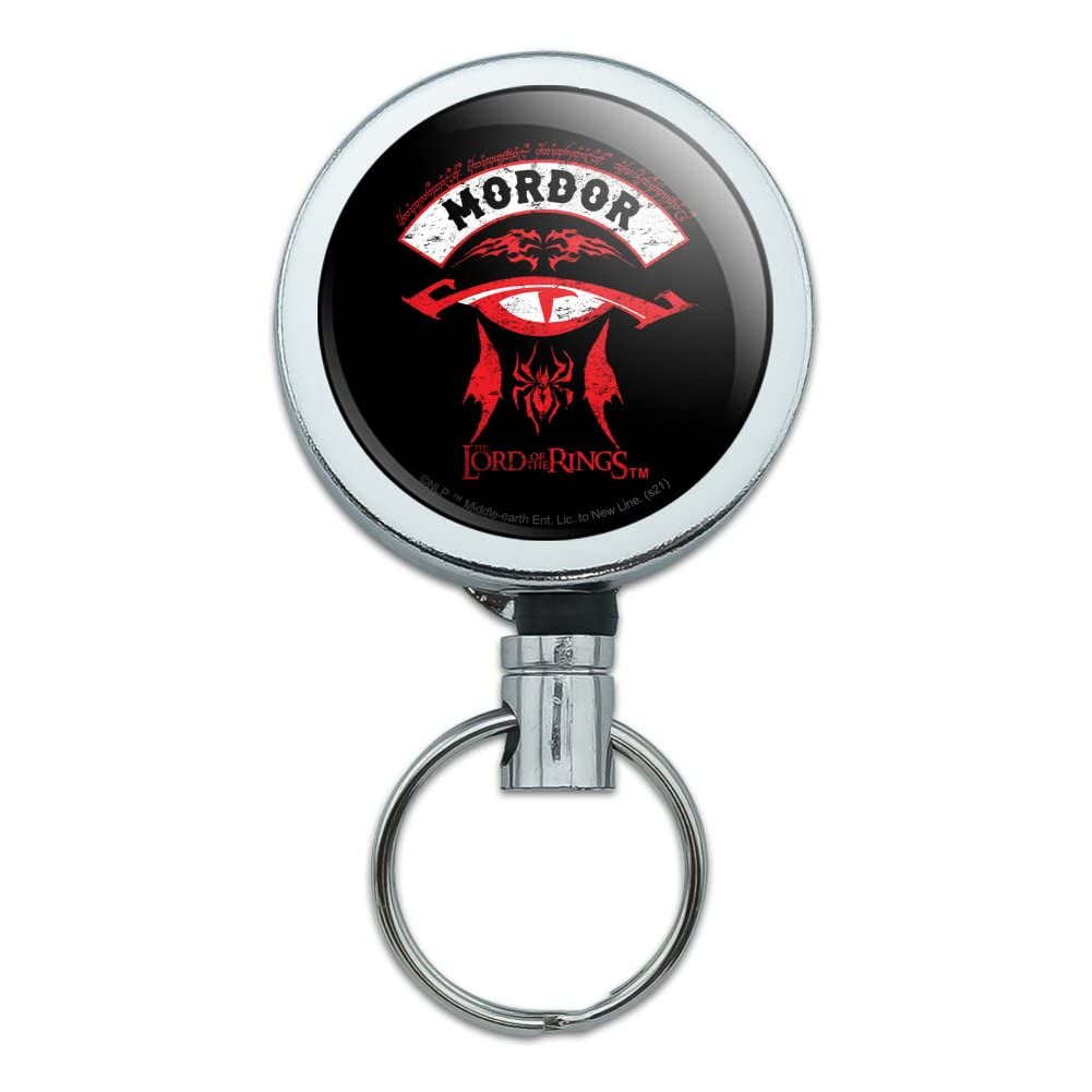 Lord of The Rings Mordor Heavy Duty Metal Retractable ID Badge Holder - Key Card Reel with Belt Clip for Work, Office, Security, and Convention Access