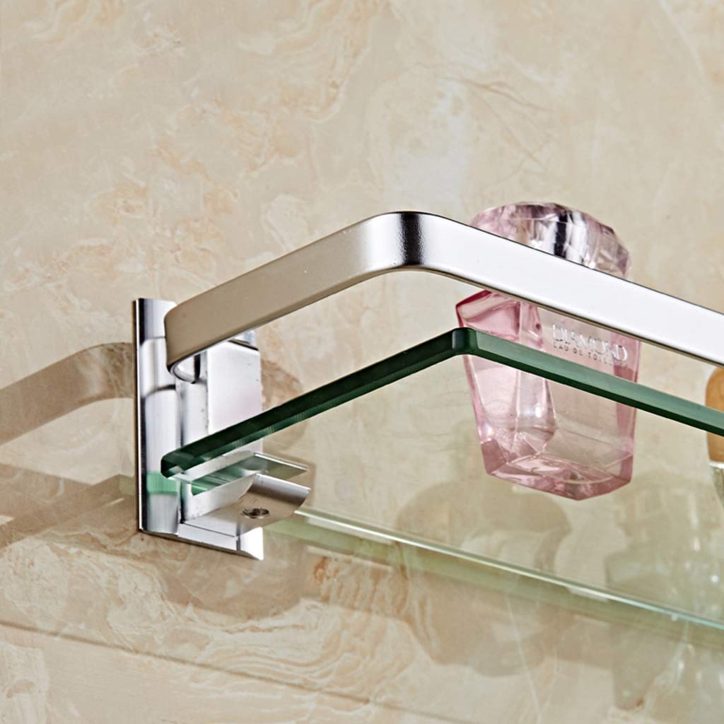 Modern Wall Mounted Glass Bathroom Shelf - Aluminum Frame Space Saving Storage Organizer for Shower, Vanity & Bathroom Decor