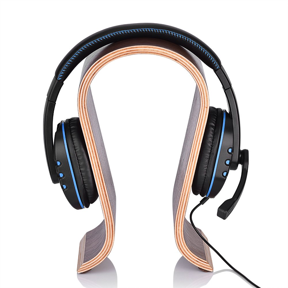 Wooden U-Shaped Headphone Stand Holder - Desk Display Shelf & Hanger for Gaming Headsets, Office, Studio (Perfect for Gamers, Professionals & Music Lovers)