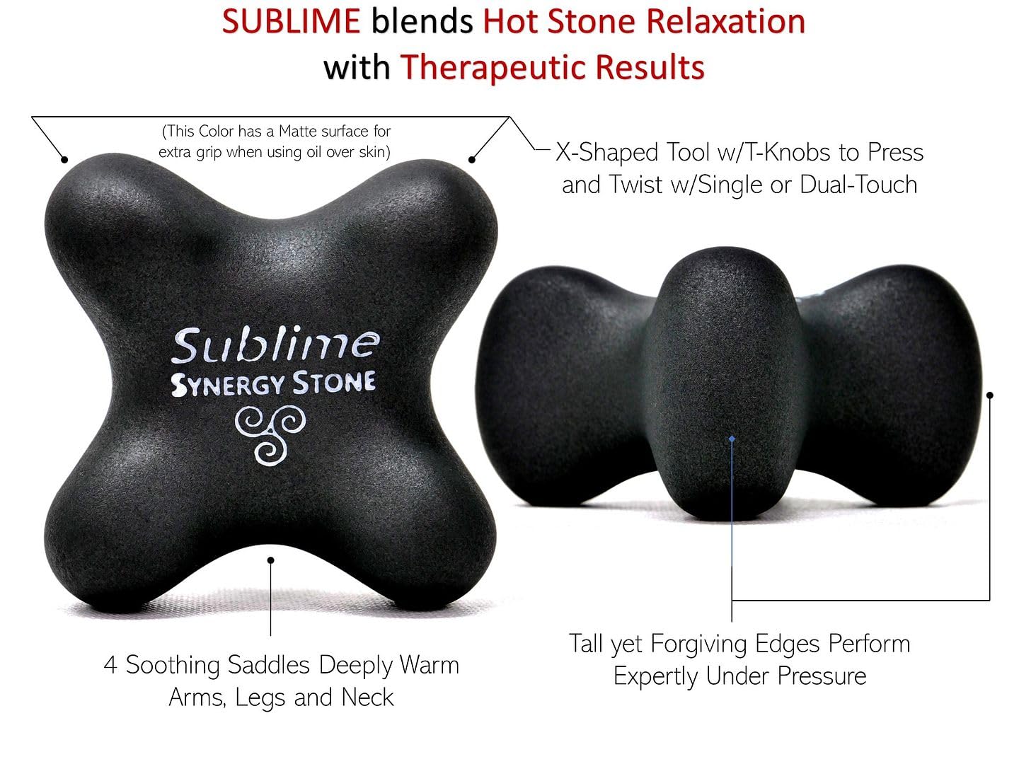 Premium Basalt Black Hot Stone Massage Set (2-Piece) - Deep Heat Therapy for Muscle Tension Relief - Relaxing Contoured Stones with Matte Surface for Smooth Gliding - Perfect for Spa, Home Massage & Aromatherapy with Essential Oils