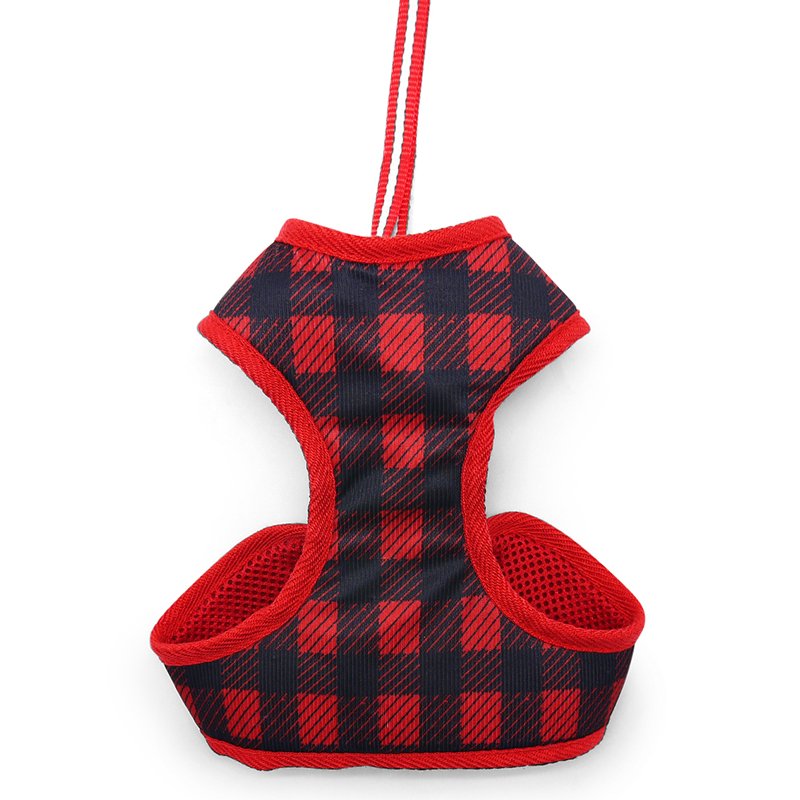 EasyGO Plaid Red Dog Harness - Adjustable & Reflective for Small to Medium Dogs - Perfect for Walking, Running & Outdoor Adventures