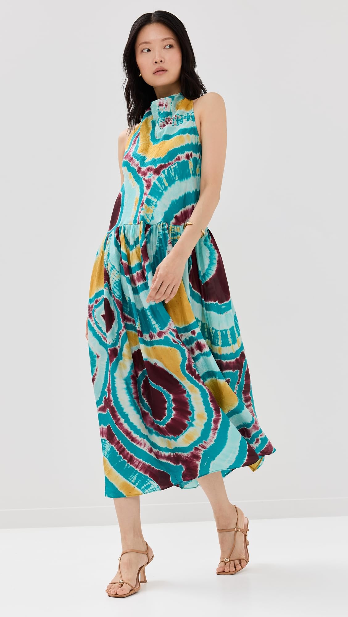 Ulla Johnson Women's Assa Dress - Floral Printed Maxi Dress with Ruffled Sleeves for Summer, Beach, and Special Occasions