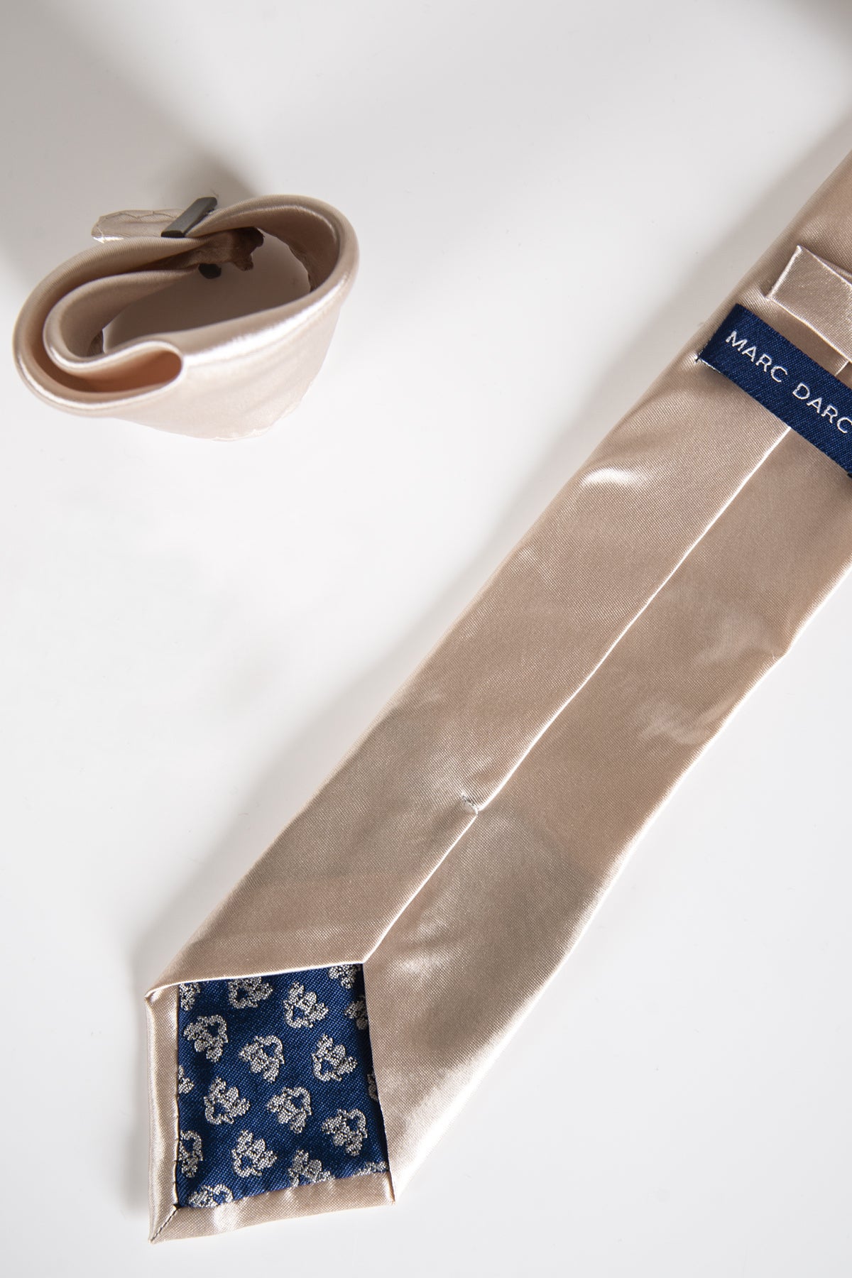 STANLEY Satin Tie and Pocket Square Set in Champagne - Premium Silk Necktie & Pocket Square Combo for Men - Perfect for Weddings, Business Meetings & Formal Events