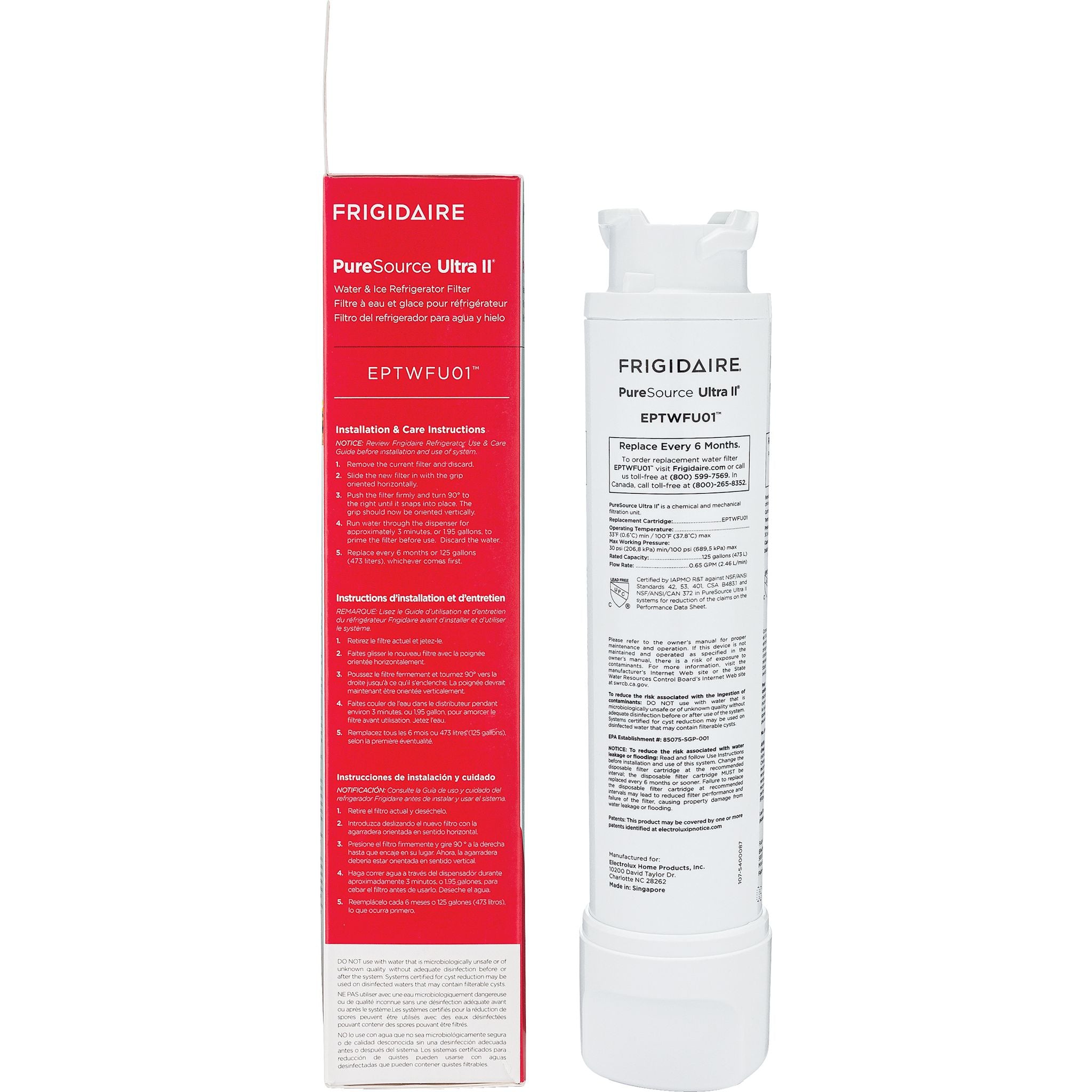 Frigidaire PureSource Ultra Water Filter (EPTWFU01) - Replacement for Refrigerators, Clean & Safe Drinking Water at Home