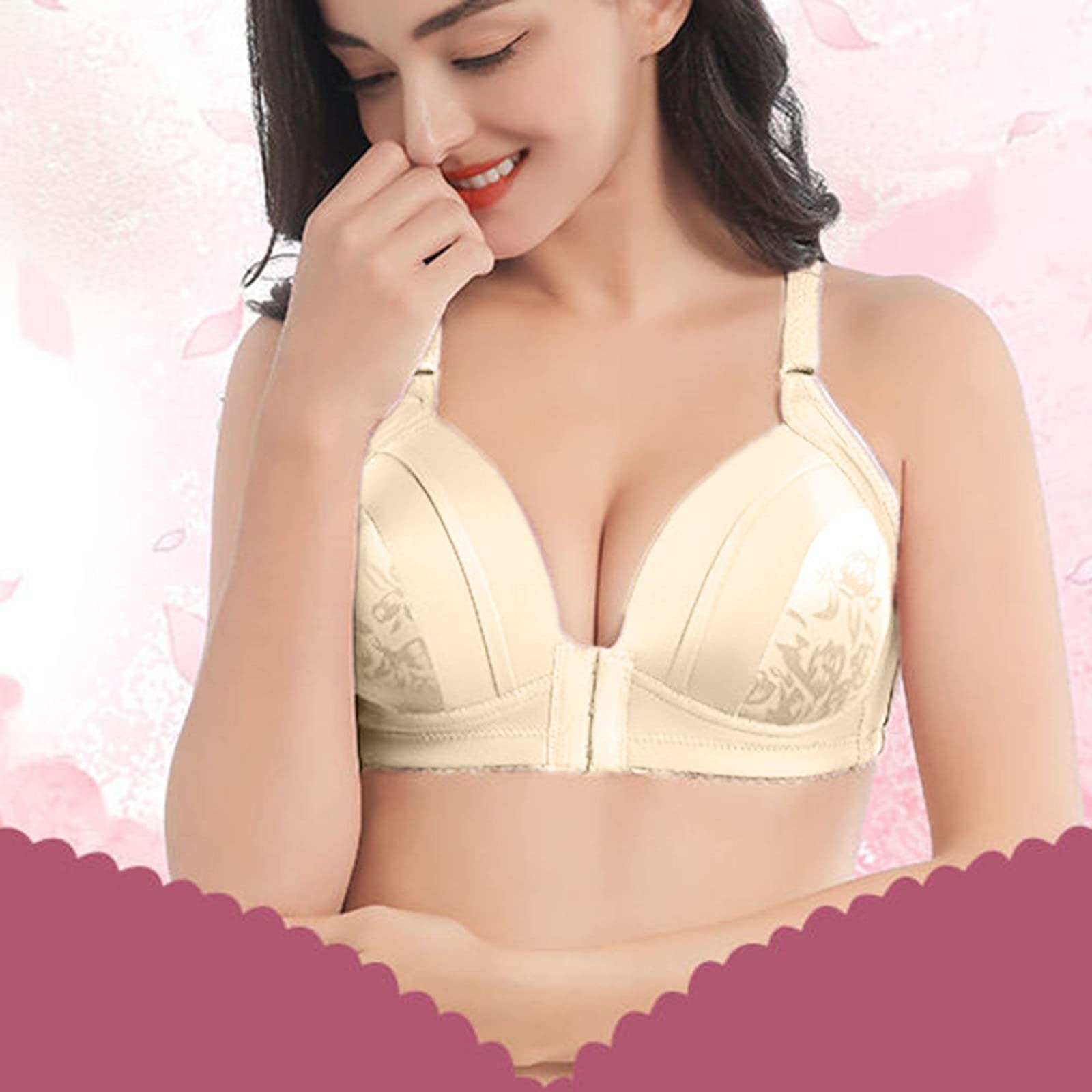 Wireless Minimizer Push Up Bras for Women - Front Closure Bralette, Full Coverage Comfort Plus Size Bra for Everyday Wear & Special Occasions