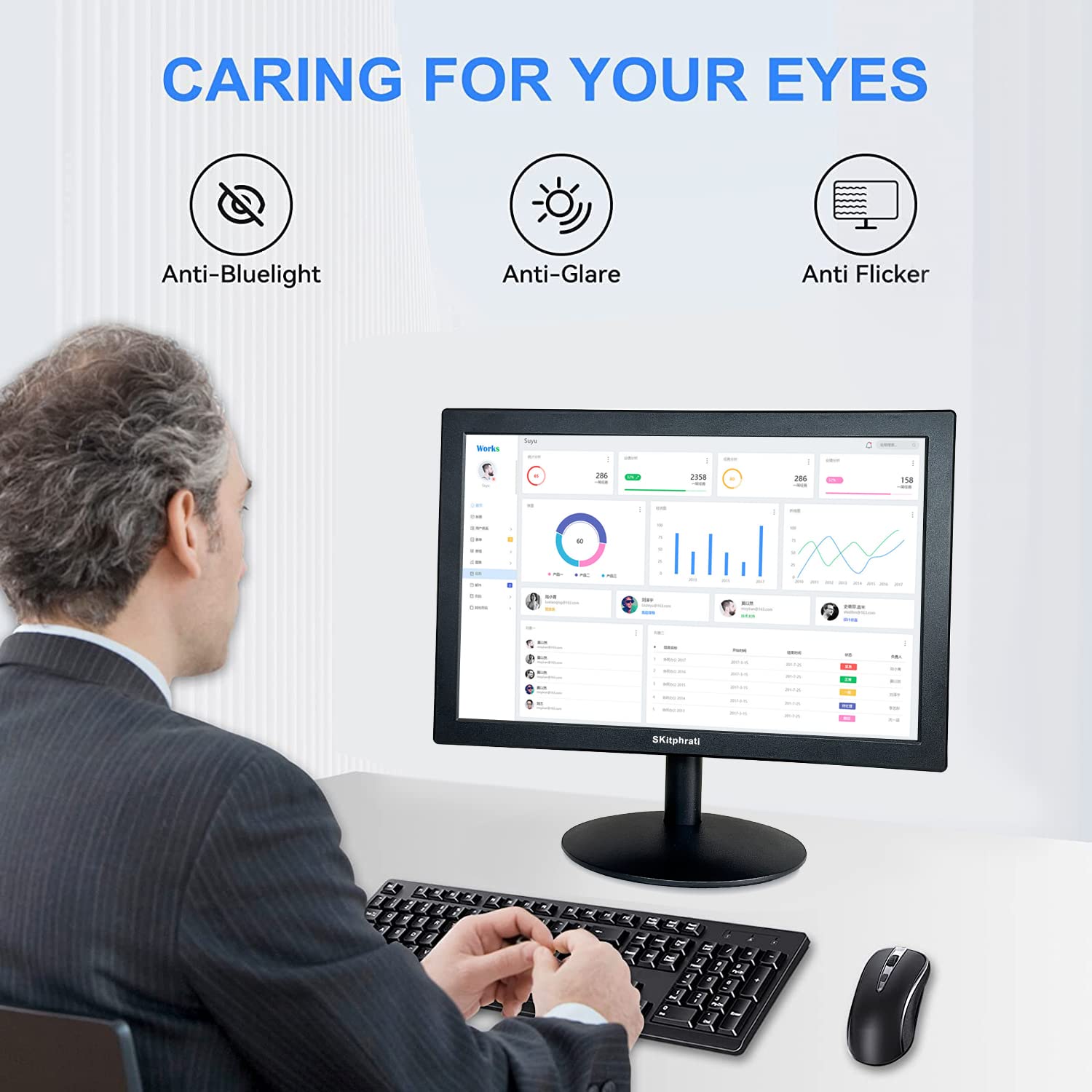 15.6 Inch FHD 1080P VA Computer Monitor - 1920x1080 Resolution, 99% sRGB, HDMI & VGA Ports, VESA Mount - Slim LED Display for Desktop PC, Laptop, Gaming & Office Work (Black) - Perfect for Home Office, Gaming Setup & Multi-Screen Workstations