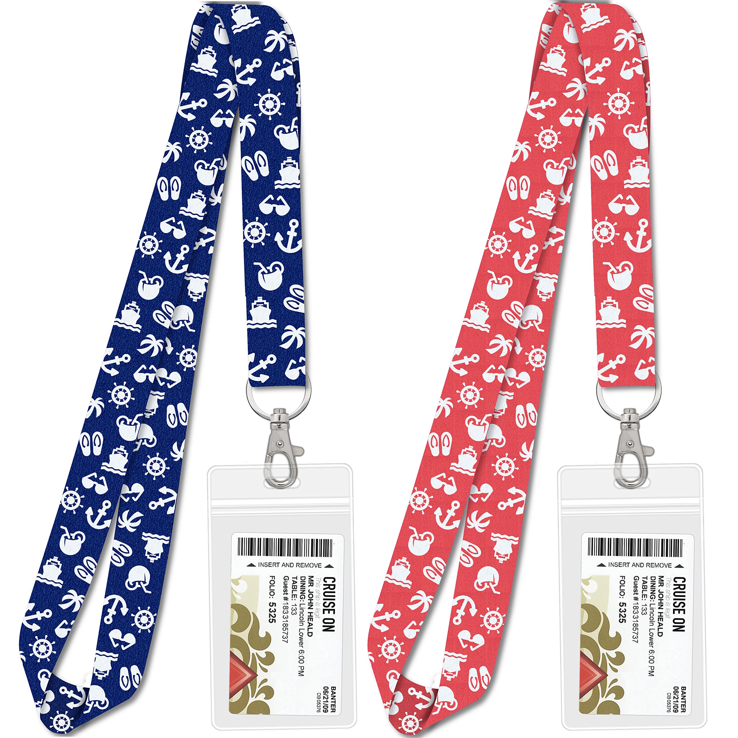 2024 & 2025 Cruise Lanyard Essentials (2-Pack) - Detachable ID Badge Holder & Waterproof Cruise Card Holder for Key Cards, Ship Cards (Blue & Pink) - Perfect for Cruise Vacations, Theme Parks & Events