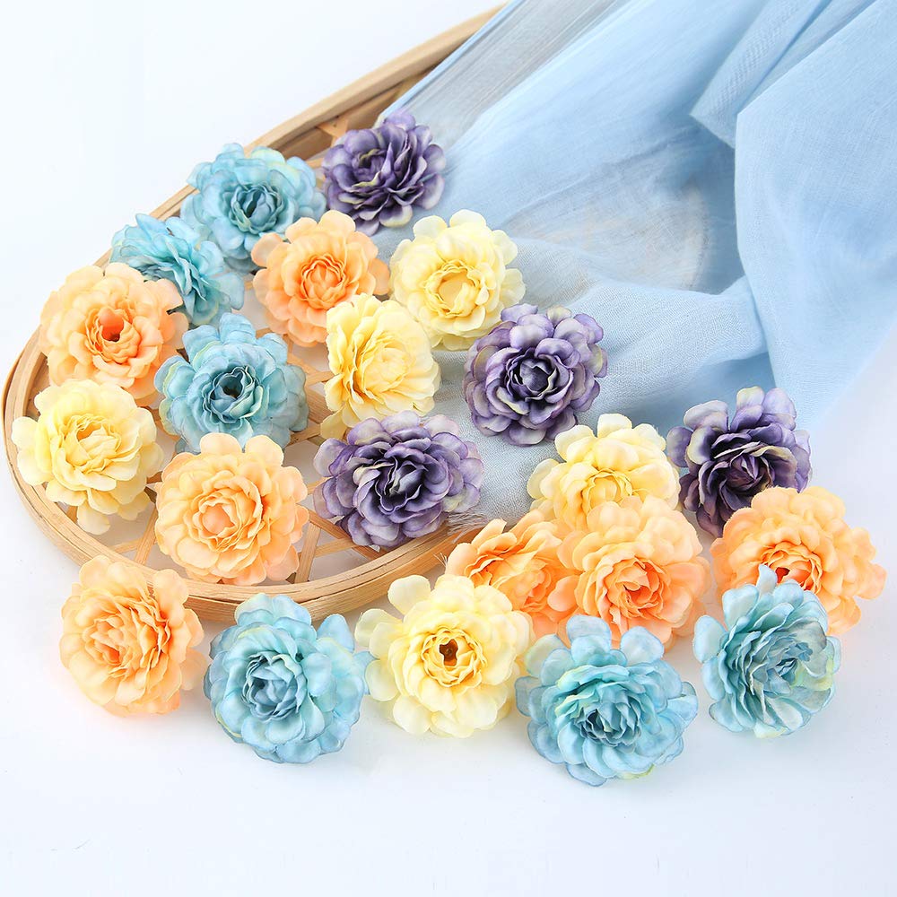 15pcs 5cm Silk Rose Heads - Artificial Flowers for Wedding, Home Decor & DIY Crafts (Green) - Perfect for Wreaths & Centerpieces