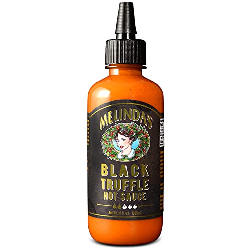 Melinda’s Black Truffle Hot Sauce - Gourmet Truffle Hot Sauce with Italian Black Truffles, Cayenne Peppers, Garlic & Colombian Honey - Keto Friendly, Sugar Free, Low Carb - 12 oz Bottle - Perfect for Pizza, Pasta, Eggs & Gourmet Cooking