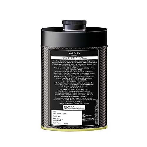 Yardley Gentleman Talcum Powder 8.8oz for Men - Fresh Scent Body Powder for All-Day Comfort & Dryness - Ideal for Post-Shave, Gym & Hot Weather Use