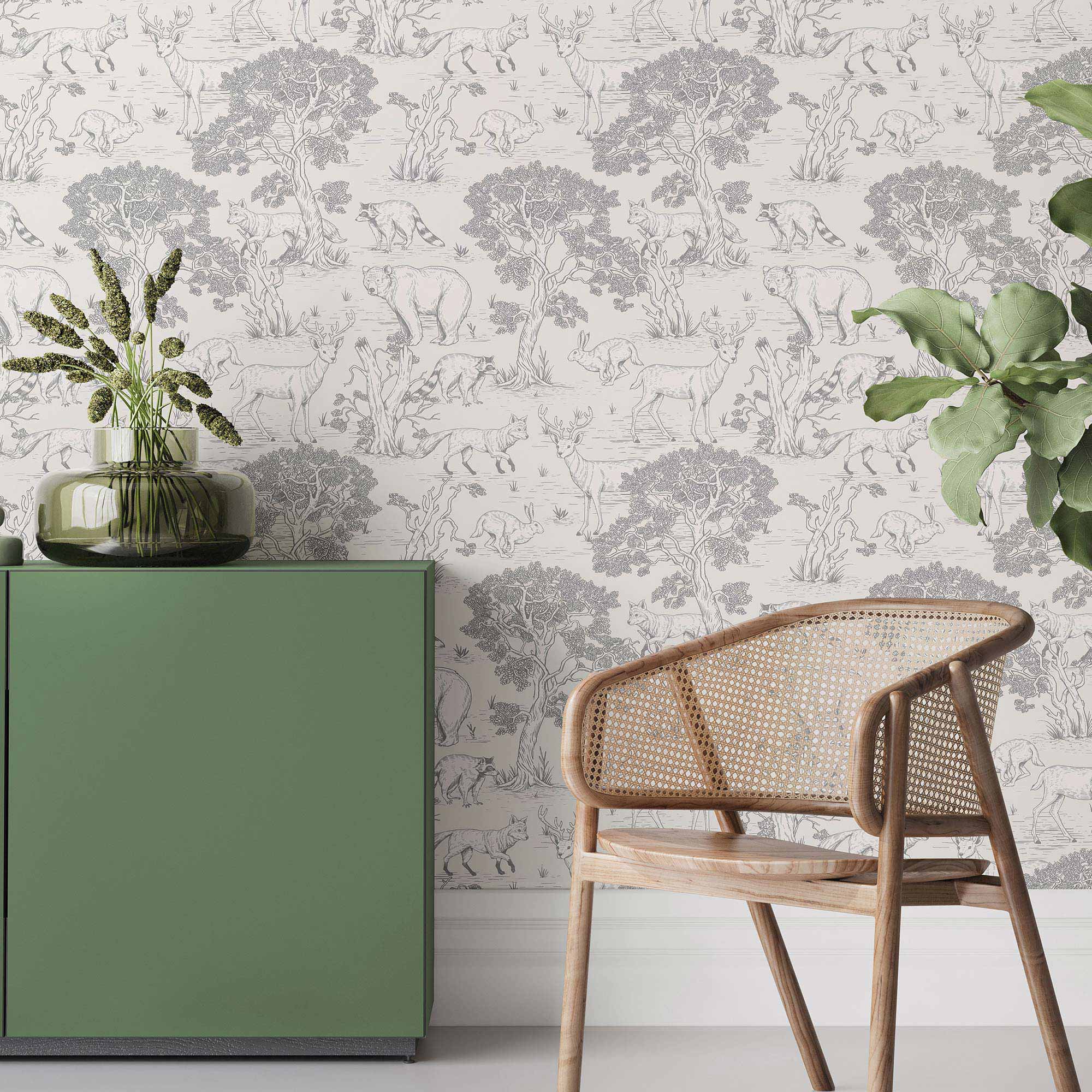 Grey Forest Peel and Stick Removable Wallpaper - Self-Adhesive Decorative Wall Covering for Bedroom, Living Room & Office - Easy Installation & Damage-Free Removal