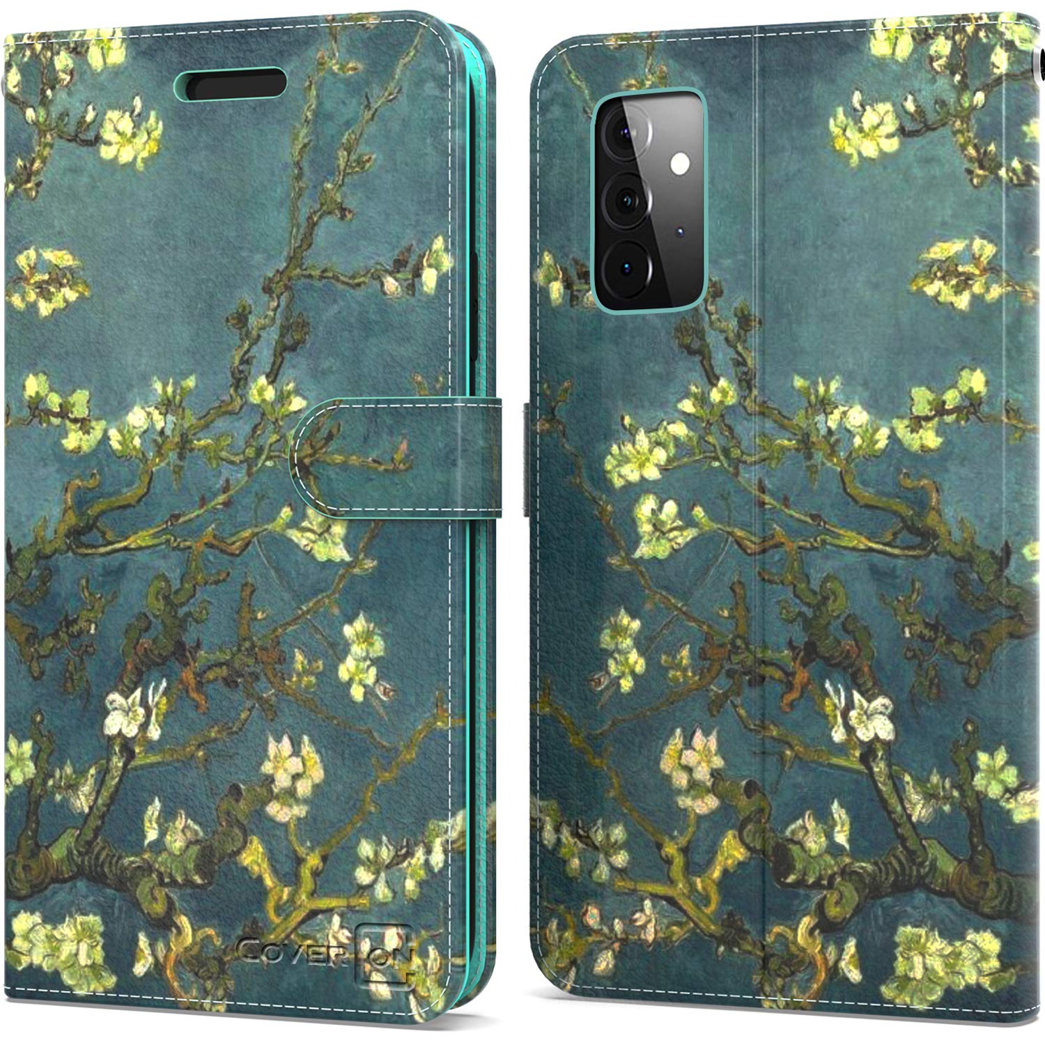 CoverON RFID Blocking PU Leather Wallet Case for Samsung Galaxy A52 - Flip Folio Stand Phone Cover with Card Slots (Almond Blossom) | Perfect for Daily Commute, Business Travel & Contactless Payments