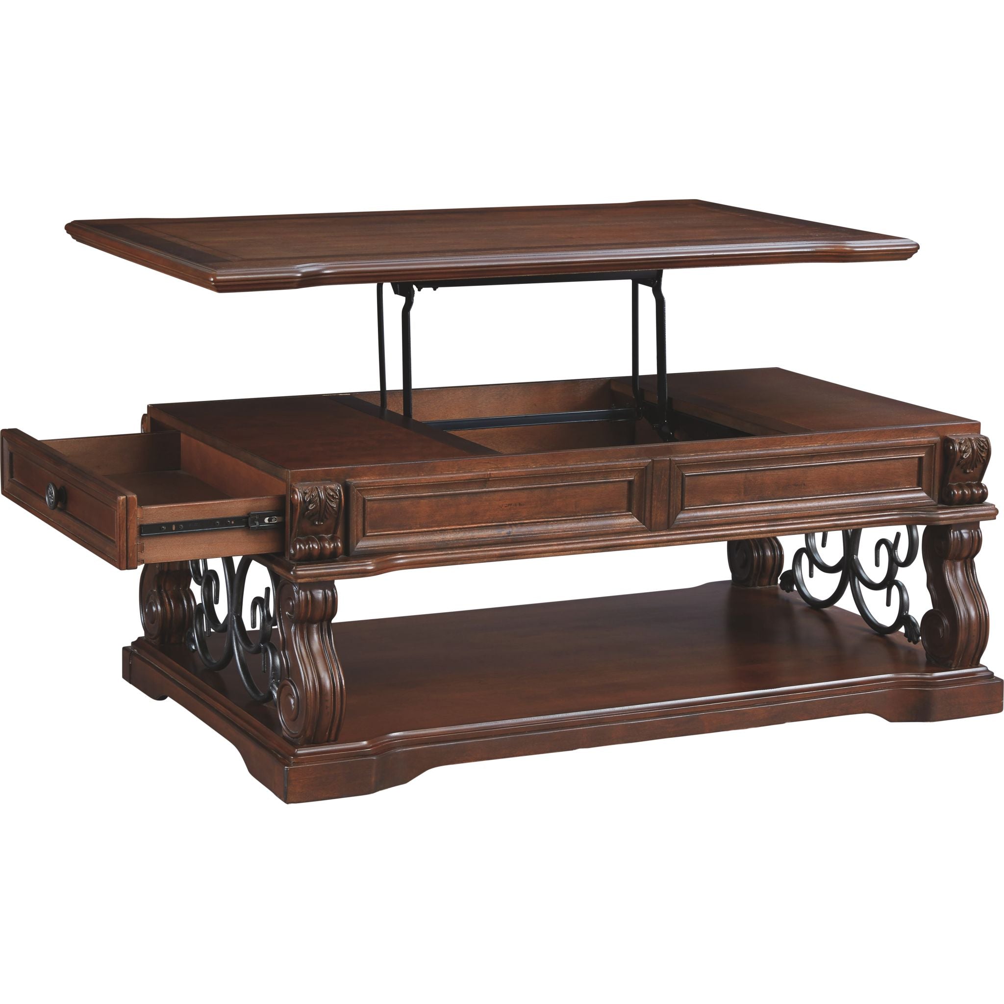 Alymere Rustic Brown Coffee Table - Farmhouse Style Living Room Furniture for Home Decor