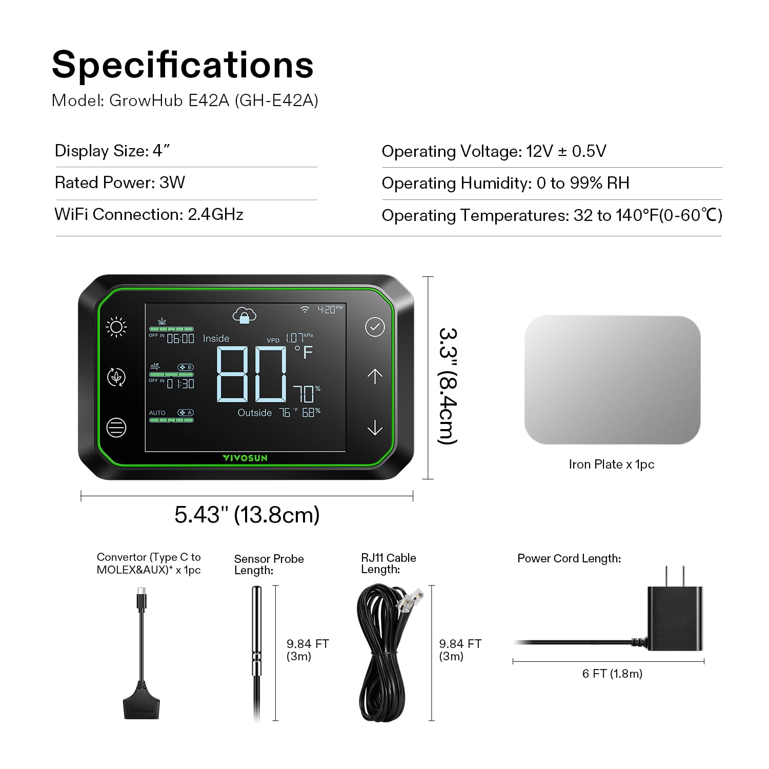 VIVOSUN GrowHub Controller E42A - Smart WiFi Grow Tent Environmental Controller with Temperature, Humidity, VPD, Timer & Scheduling for Indoor Hydroponics, Greenhouse & Plant Growth - Perfect for Grow Lights, Ventilation & Climate Control