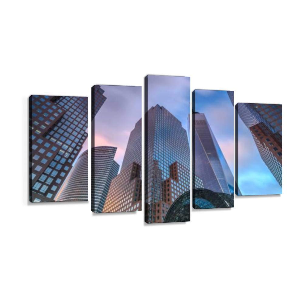 XEPPO Manhattan Sunset Skyline Canvas Wall Art - 5Pcs Framed Abstract Cityscape Photography Prints for Modern Home & Office Decor | Perfect for Living Room, Bedroom or Workspace