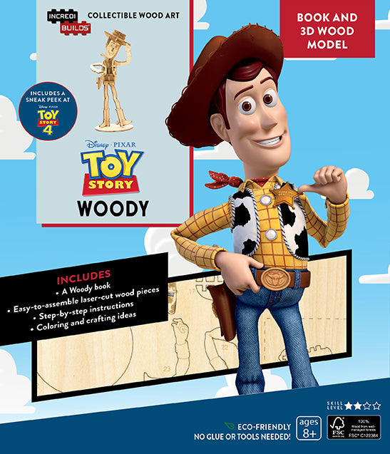 IncrediBuilds: Toy Story Woody Book and 3D Wood Model Kit - DIY Wooden Puzzle for Kids, Perfect for Creative Play and Disney Toy Story Fans Collection