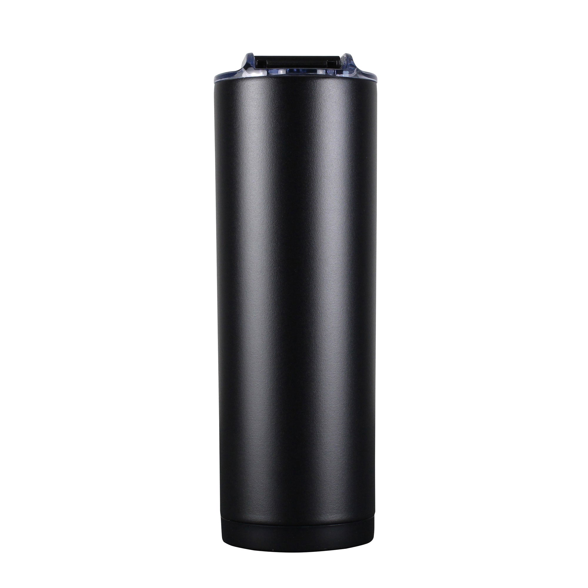 20oz Skinny Tumbler with Straw Lid - Insulated Stainless Steel Travel Mug - Black - Perfect for Coffee, Tea & Cold Drinks On The Go