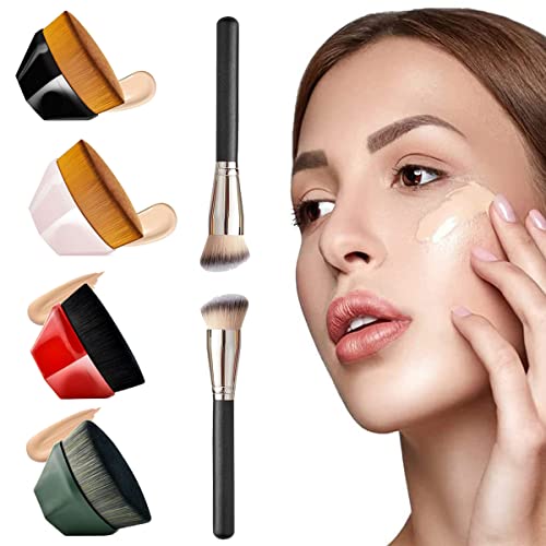 Flat Top Makeup Brush for Foundation - Diamond Shape Ergonomic Design with Protective Case - Quick & Easy Makeup Application - Perfect for Liquid, Cream & Powder Foundation (#14)