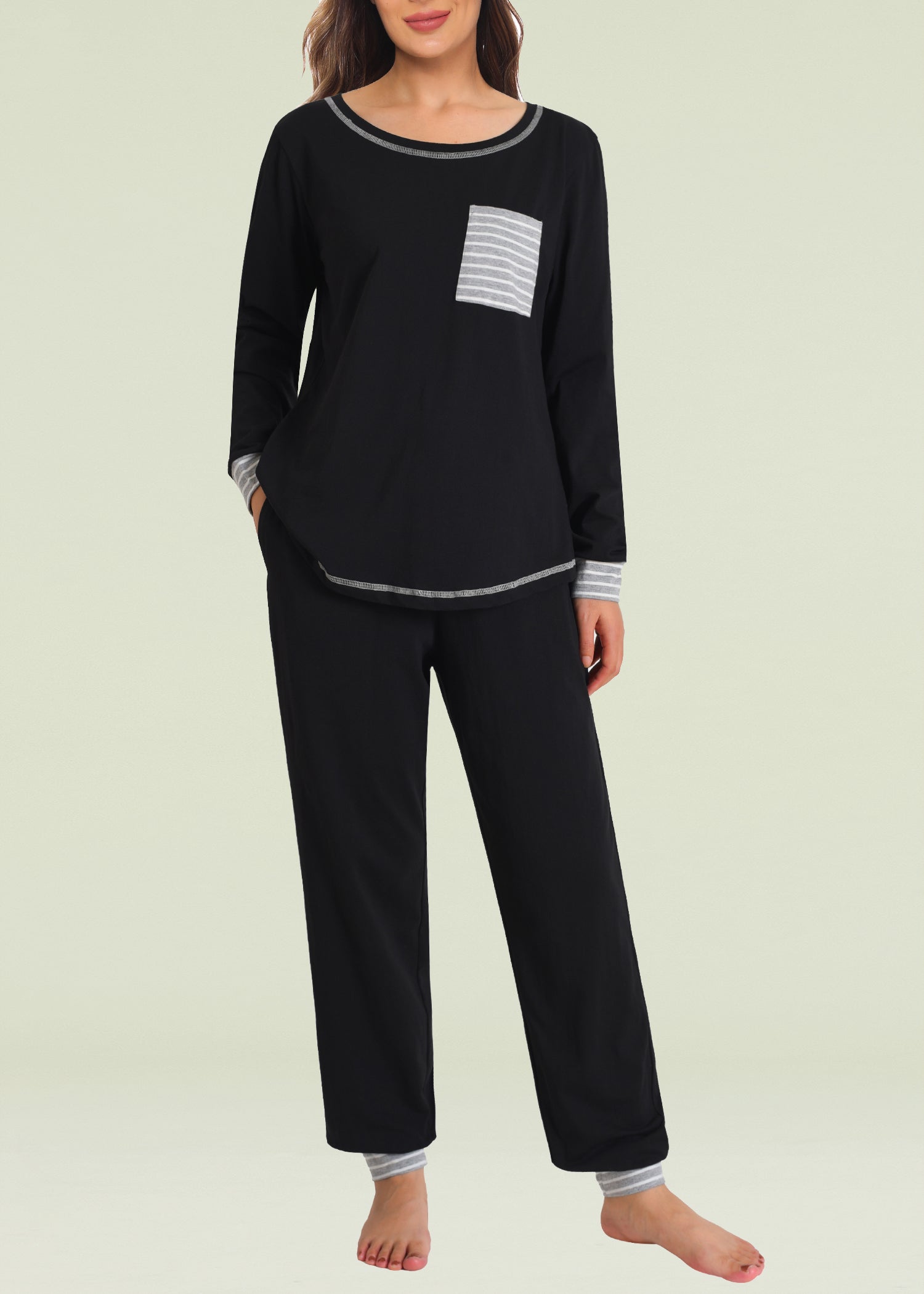 Women's Soft Cotton Pajama Set - Long Sleeve Sleepwear for Comfort & Warmth - Perfect for Cozy Nights, Lounging & Gift Giving