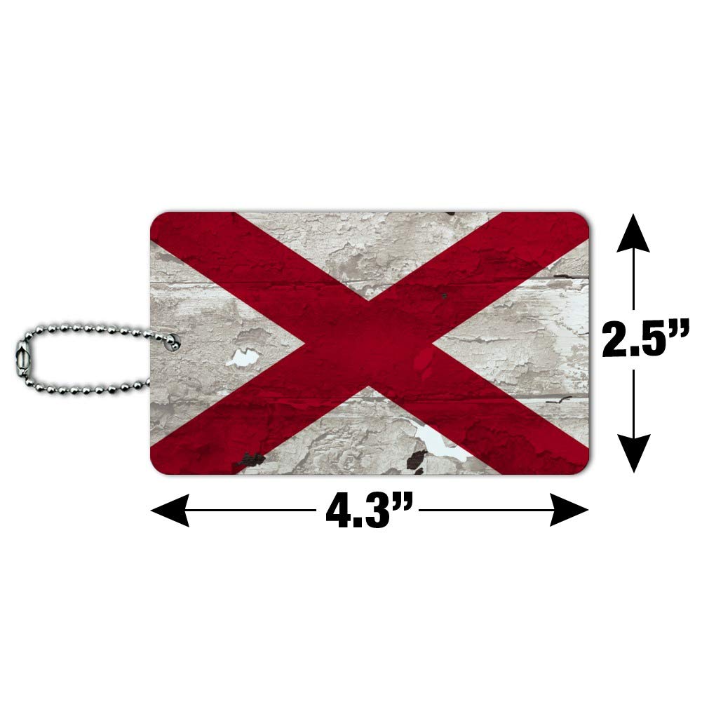 Vintage Rustic Distressed Alabama Flag Luggage Tag - Personalized Suitcase ID Tag for Carry-On Bags | Perfect for Travel, Gifts & Southern Pride