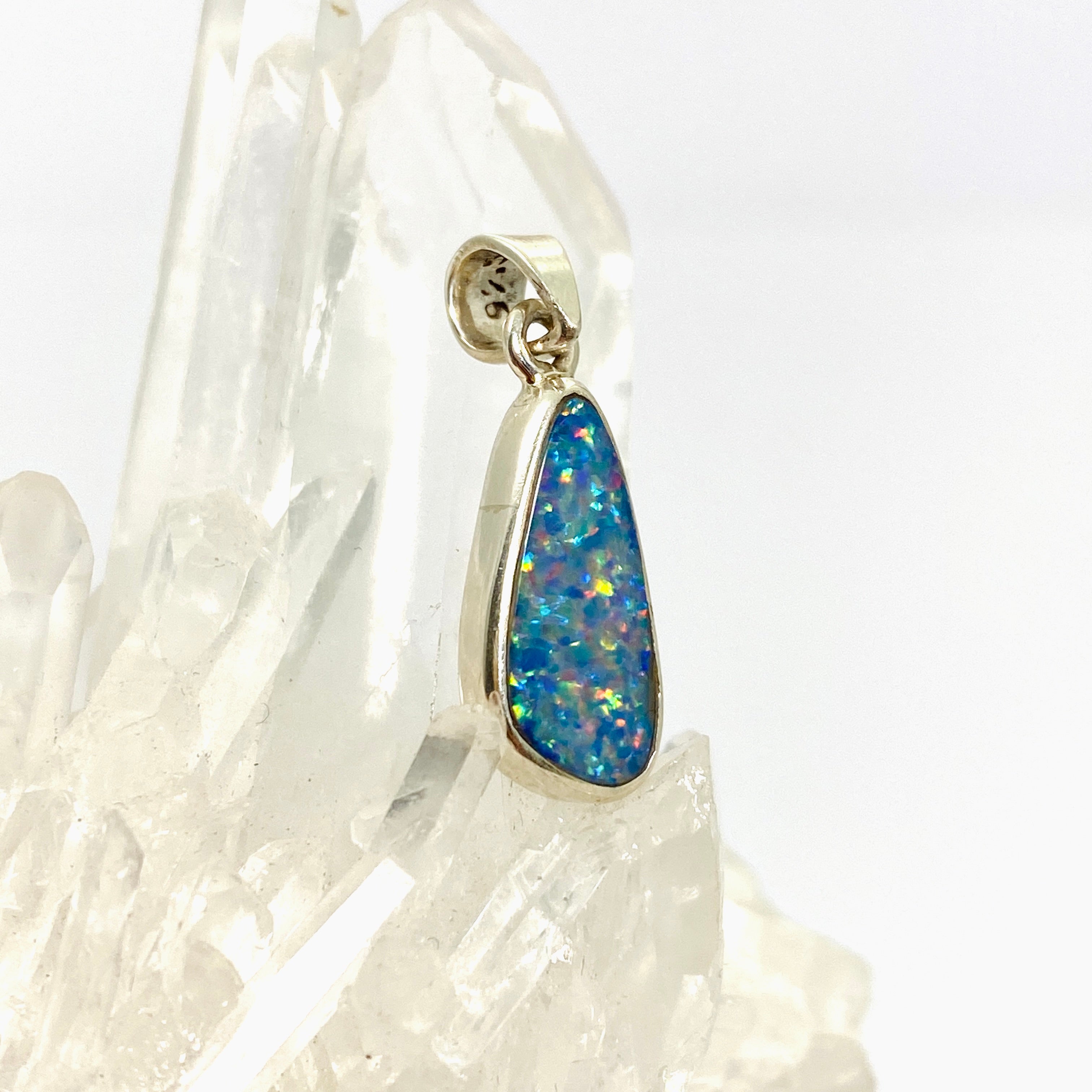 Natural Opal Doublet Freeform Cabochon Pendant - Genuine Lightning Ridge Australian Opal Jewelry PPGJ1002 | Handmade Necklace for Women, Gift for Her, Birthday & Anniversary Present