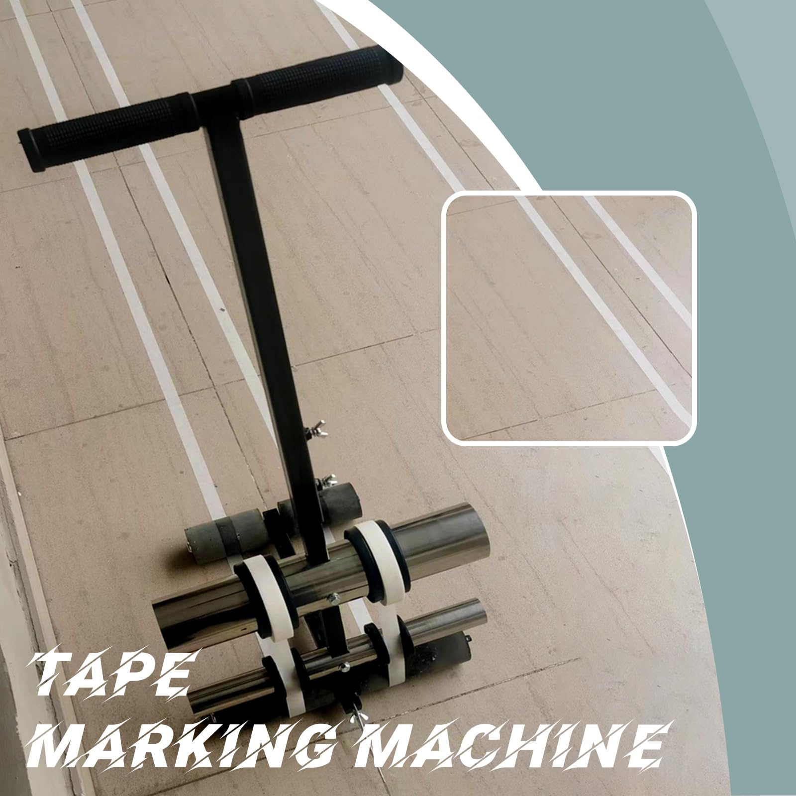 Professional Floor Tape Applicator - Efficient Court Line Tape Machine for Straight & Circular Markings - Ideal for Gym, Sports Court, Warehouse & Parking Lot Surfaces