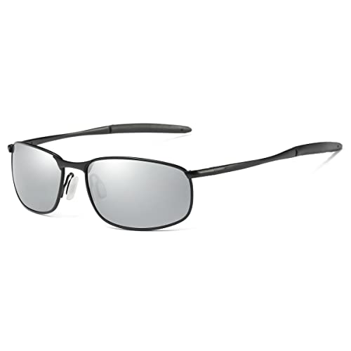 Black Frame Silver Mirrored Lens