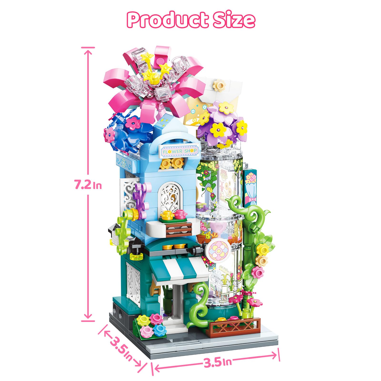 Friends Flower Shop House Building Set - 356Pcs Mini Blocks Creative Toy for Kids Ages 6+ | Perfect Birthday Gift for Girls & Boys | City Street Florist Garden Playset for Pretend Play & STEM Learning